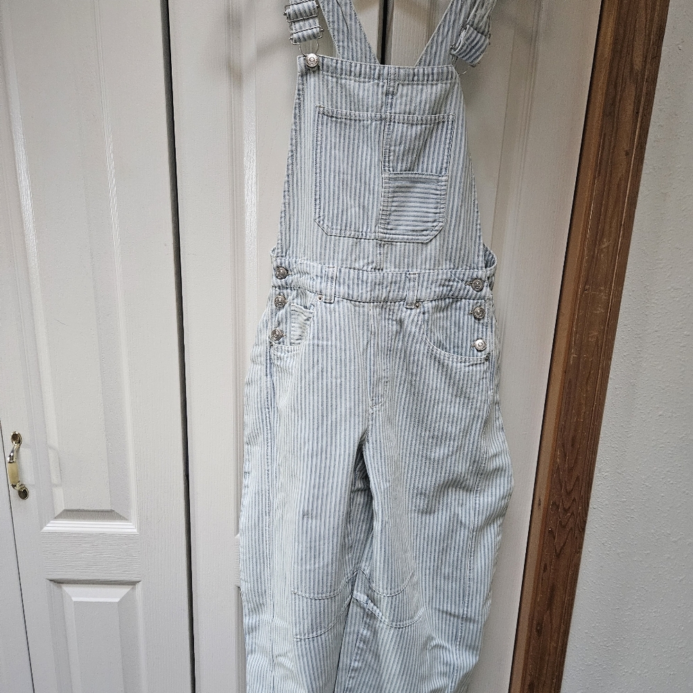 Women's Striped Denim Overalls